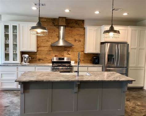 Stone Creek by Mitch Ginn: Industrial farmhouse kitchen with gray ...