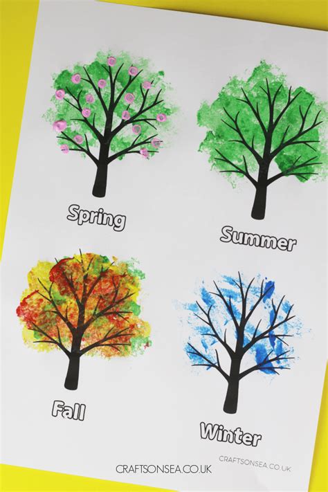 Four Seasons Tree Painting (FREE Printable) - Crafts on Sea