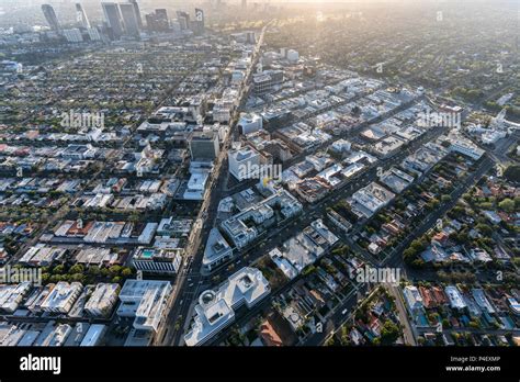 Beverly Hills, California, USA - April 18, 2018: Aerial view of the famous Beverly Hills ...