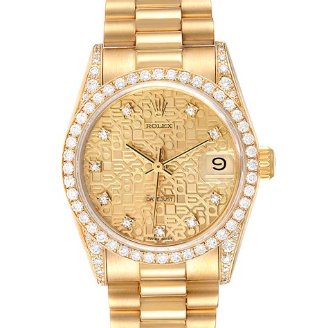 Rolex President Midsize 18K Yellow Gold Diamond Ladies Watch 68158 | SwissWatchExpo