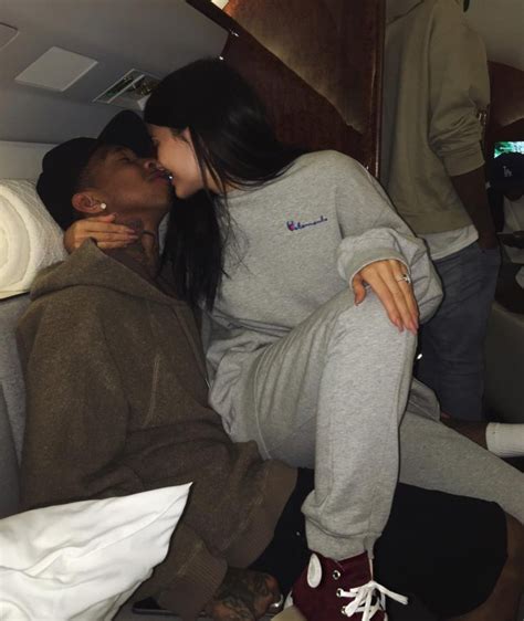 Kylie Jenner, Tyga Kiss on Private Jet to Las Vegas: Pics