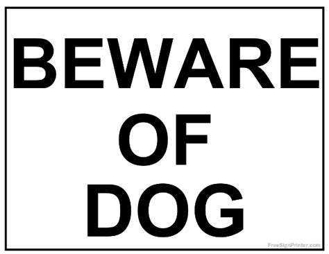 Free Beware Of Dog Sign - Printable Version 2