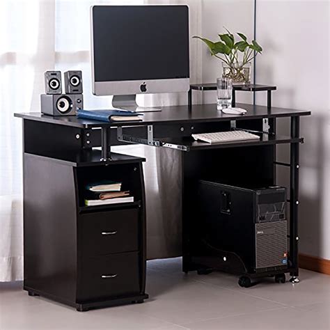 Veryke Multi-Function Computer Desks, Office Desk Table with Keyboard ...