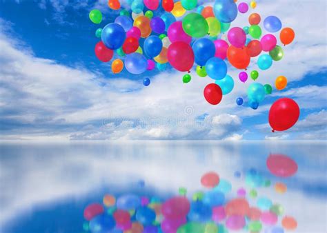 Colorful Balloons on Blue Sky Stock Photo - Image of celebration ...