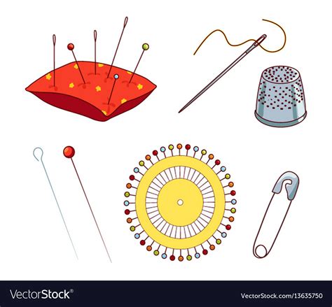 Sewing needles and pins Royalty Free Vector Image