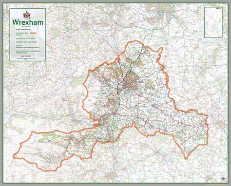 Wrexham County Map | I Love Maps