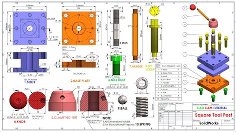 Design and Assembly of Square Tool Post in Solidworks - YouTube