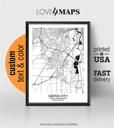 Grove City Ohio Map Grove City City Print Grove City Poster - Etsy