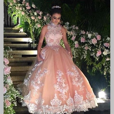 2017 Vintage Champagne Quinceanera Dress For 15 Year Girls, High Neck ...