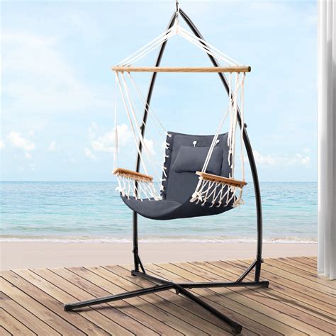 Steel Hammock Chair Stand with Hammock Arm Chair in Grey | Hammock Shop