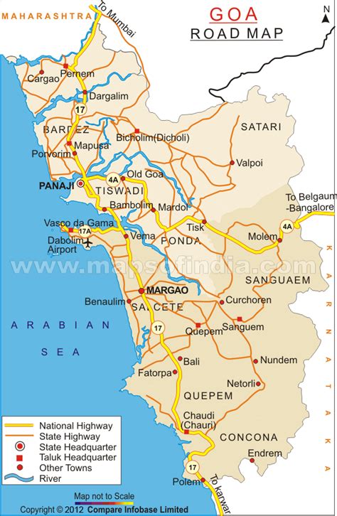 Map of Goa | Goa Road Map | Goa Tourist Map PDF