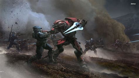 Halo Red Robot Attack Black Warrior HD Games Wallpapers | HD Wallpapers | ID #37107