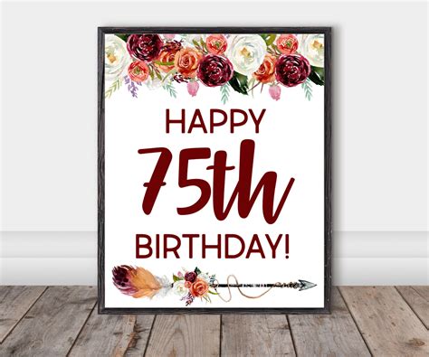 Happy 75th Birthday Banner | Etsy