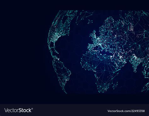 Globe international network sci-fi world map Vector Image