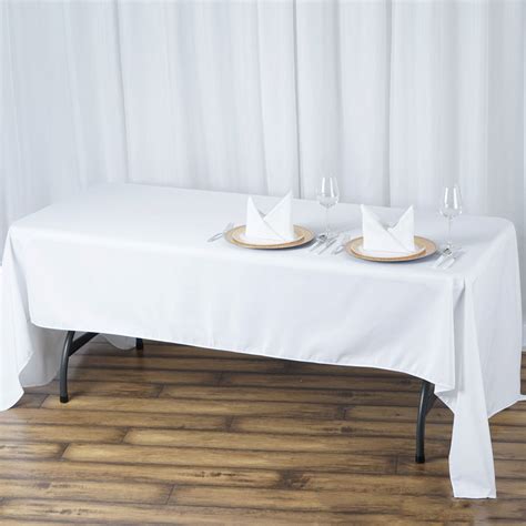 60"x126" White Seamless Polyester Tablecloth