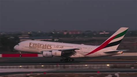 Airbus A380 Emirates landing | Stock Video | Pond5