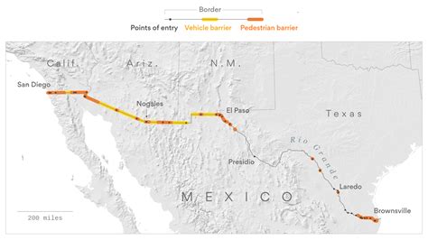 Map: How much of the U.S.-Mexico southern barrier has already been built - Axios