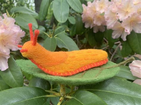 Slug on his own leaf : r/Needlefelting