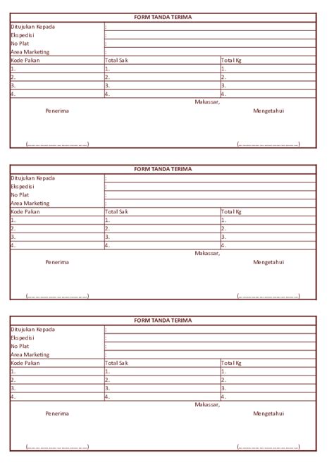 Form Tanda Terima Xls - IMAGESEE
