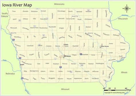 Iowa River Map - Check list of Rivers, Lakes and Water Resources of ...