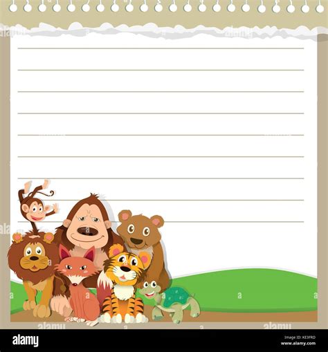 Line paper design with wild animals illustration Stock Vector Image & Art - Alamy