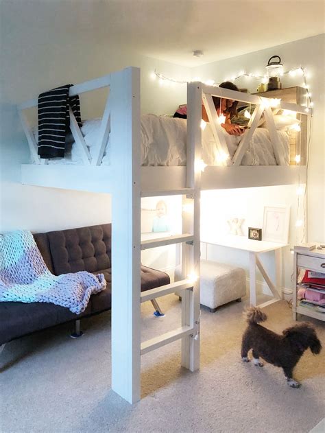 DIY Loft Bed | Queen Size | Under $225 | Loft bed plans, Girls loft bed, Diy loft bed