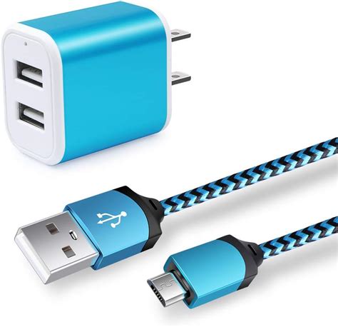 Amazon.com: USB Plug, Android Charger Cable 6ft, 2 Port Multi USB Wall ...