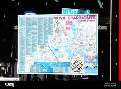 shop window display map showing a tour of hollywood movie star homes ...