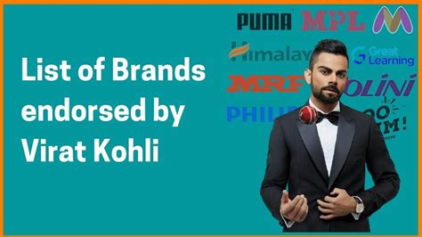 Virat Kohli Brand Ambassador List