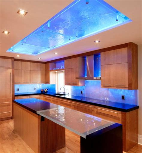 Love the blue lighting! www.rangehoodsinc.com | Kitchen backsplash ...