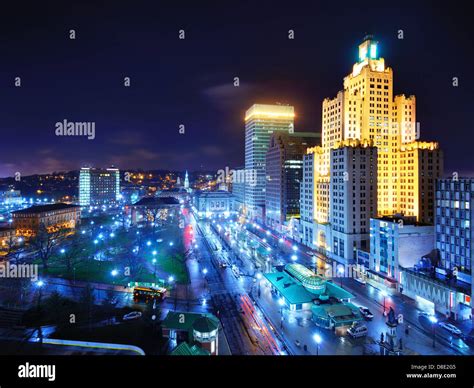 Downtown Providence, Rhode Island at night Stock Photo - Alamy