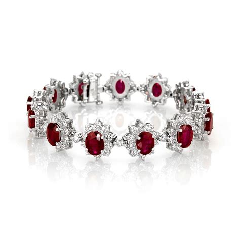 Ruby Bracelet - Oval 16.82 Ct. - 18K White Gold #J5885 | The Natural ...