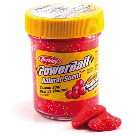 Berkley Powerbait Natural Scent Trout Bait Glitter Salmon Egg Red, 50g