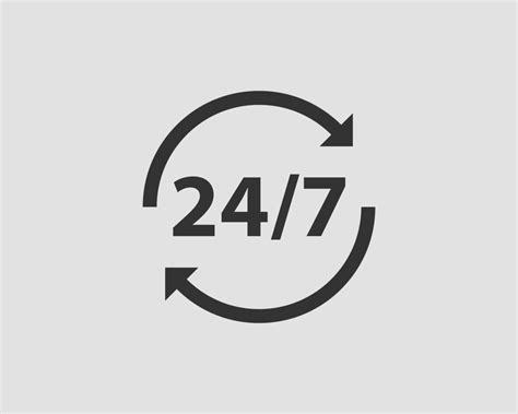 24 7 icon vector. 24 hour service clock. 15916519 Vector Art at Vecteezy