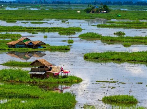 The floating islands of Loktak Lake in Manipur