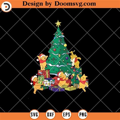 Winnie Pooh Around Christmas Tree PNG, Santa Pooh Christmas PNG - Doomsvg