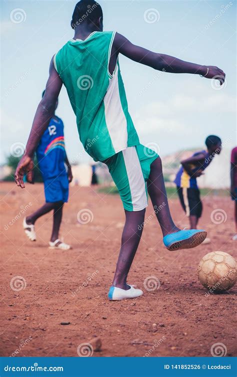 Black African Children Playing Soccer in a Rural Area Editorial Photo - Image of friend ...