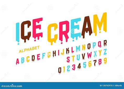 Melting ice cream font stock vector. Illustration of lettering - 126762975