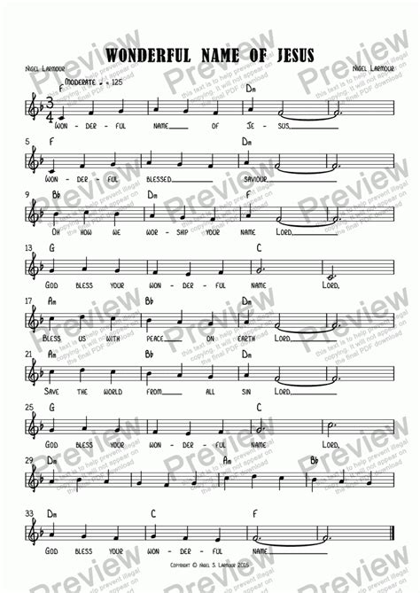 WONDERFUL NAME OF JESUS - Download Sheet Music PDF file