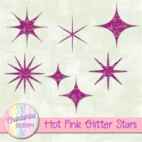 Free Glitter Stars Design Elements in Hot Pink