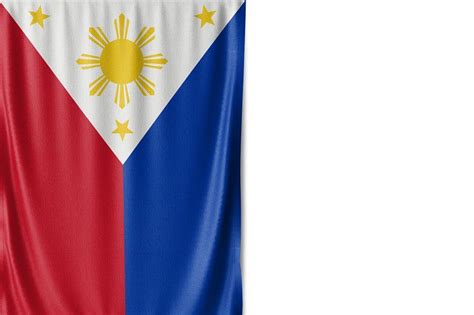 Philippines flag isolated on white background. Close up of the ...