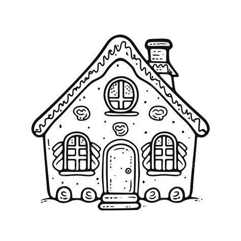 Christmas House Coloring Page New Cute Gingerbread House Coloring Page Outline Sketch Drawing ...