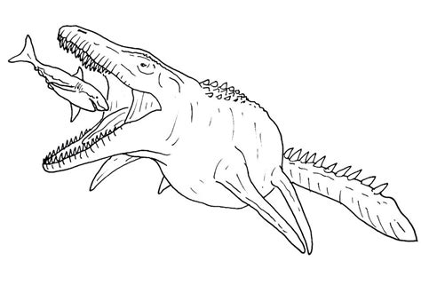 Mosasaurus Attacks Coloring Page - Free Printable Coloring Pages for Kids