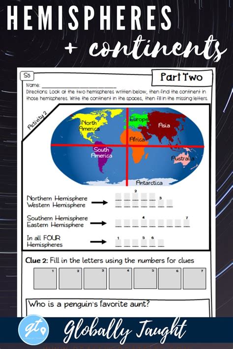 Hemispheres + Continents Activity Packet | Distance Learning | Continents activities, Geography ...