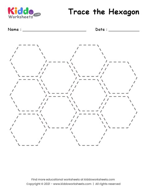 Free Printable Tracing Shape Hexagon Worksheet - kiddoworksheets