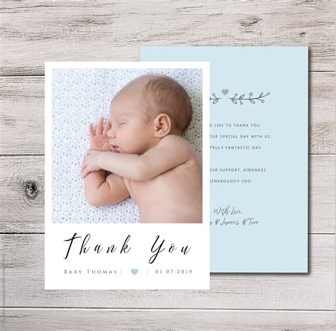 Baby thank you card, Baptism thank you card, baby thank you card photo, personalised Christening ...