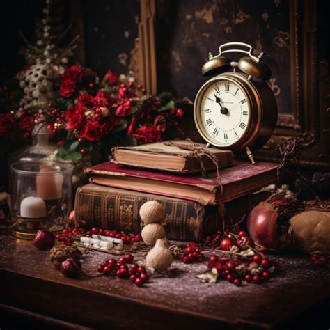 Vintage Christmas Clock Photo Art Free Stock Photo - Public Domain Pictures