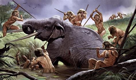 Homo heidelbergensis Hunting Party by Angus McBride | Доисторический, Антропогенез, Каменный век