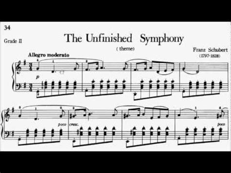 Piano Pieces for Children Grade 2 No.21 Schubert The Unfinished Symphony (P.34) Sheet Music ...