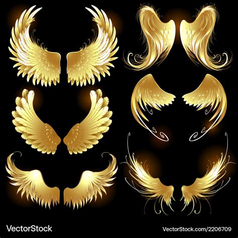 Golden wings of angels Royalty Free Vector Image